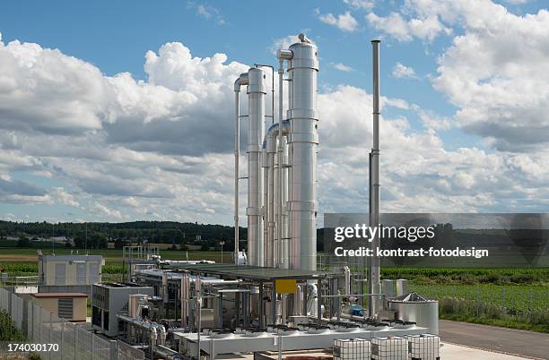 details of a modern biomass plant in germany - biomassa hernieuwbare energie stockfoto's en -beelden