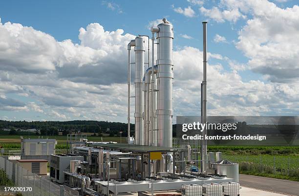 details of a modern biomass plant in germany - biogas stock pictures, royalty-free photos & images