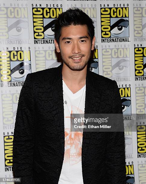 Actor Godfrey Gao attends "The Mortal Instruments: City of Bones" press line during Comic-Con International 2013 at the Hilton San Diego Bayfront...