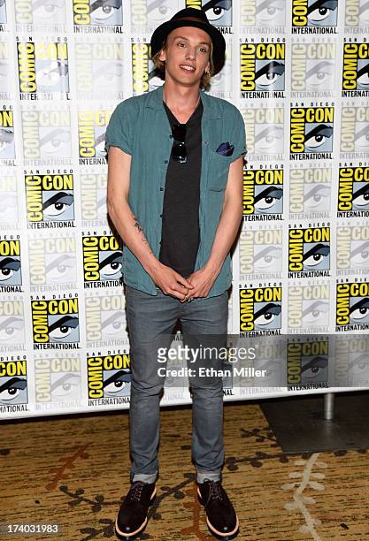 Actor Jamie Campbell Bower attends "The Mortal Instruments: City of Bones" press line during Comic-Con International 2013 at the Hilton San Diego...