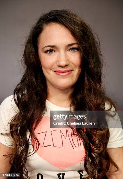 Director/actress April Mullen attends the "Dead Before Dawn 3D" at the Movies On Demand Lounge during Comic-Con International 2013 at Hard Rock Hotel...