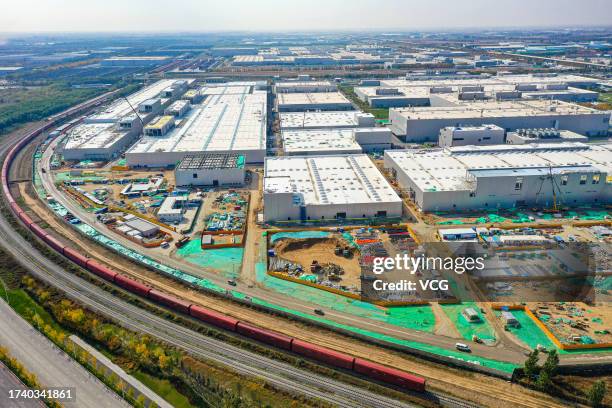 Aerial view of BMW Brilliance's New Power Battery Project under construction on October 17, 2023 in Shenyang, Liaoning Province of China.