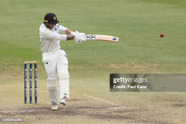 Josh Philippe of Western Australia bats during Day 3 of the Sheffield Shield match between Western Australia and Tasmania at the WACA, on October 17...
