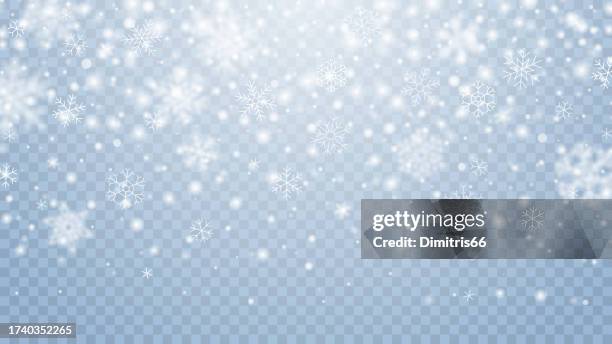 vektor-schneefall auf transparentem hintergrund - snow stock-grafiken, -clipart, -cartoons und -symbole