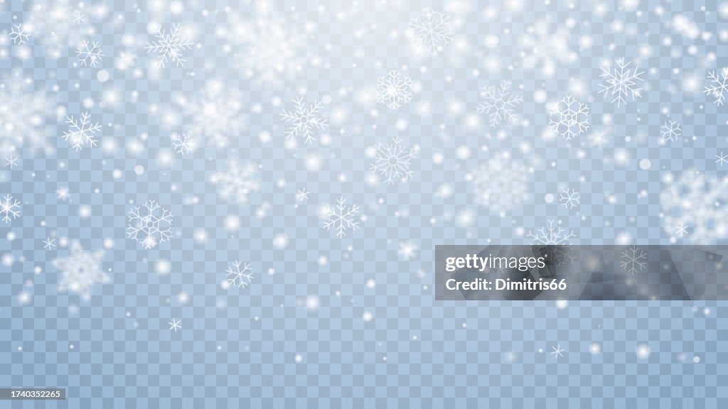 Nevicata vettoriale su sfondo trasparente