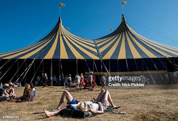 General view of atmosphere at Day 2 of the Latitude Festival at Henham Park Estate on July 19, 2013 in Southwold, England.