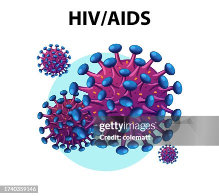 Closeup Of Hiv Aids Virus Under Microscope High-Res Vector Graphic ...