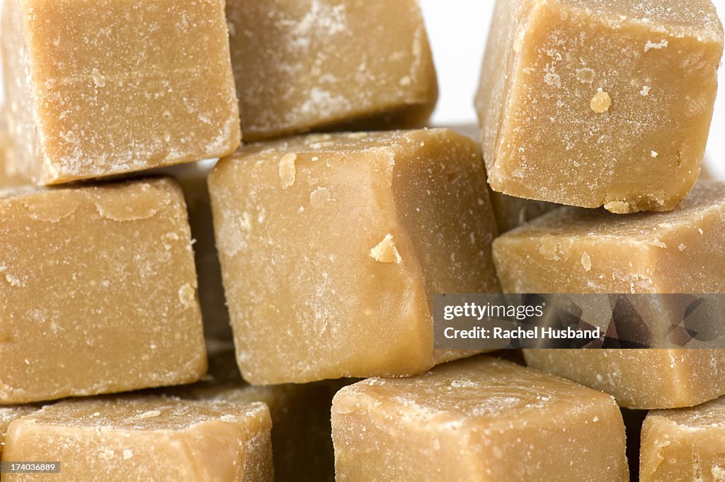 Close up of vanilla fudge squares