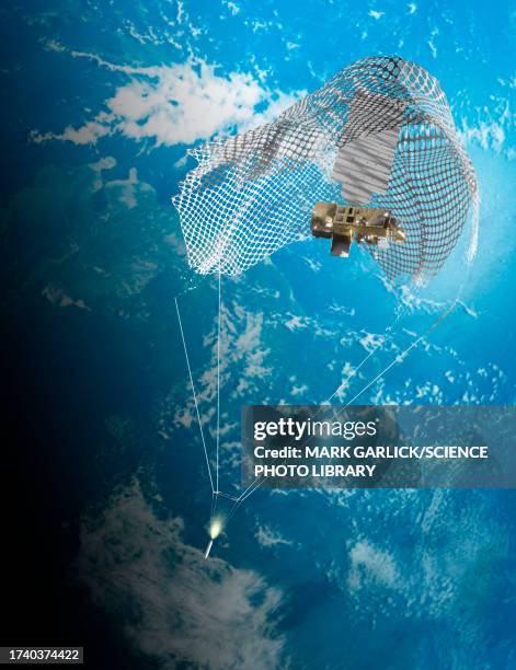 space junk removal, illustration - space debris stock illustrations