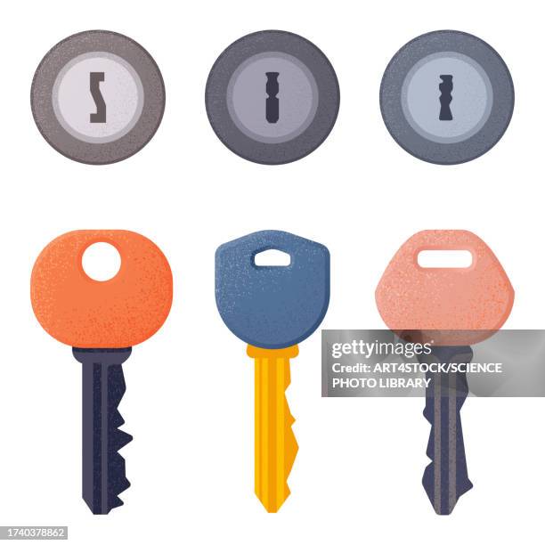 keys and keyholes, illustration - house key stock illustrations