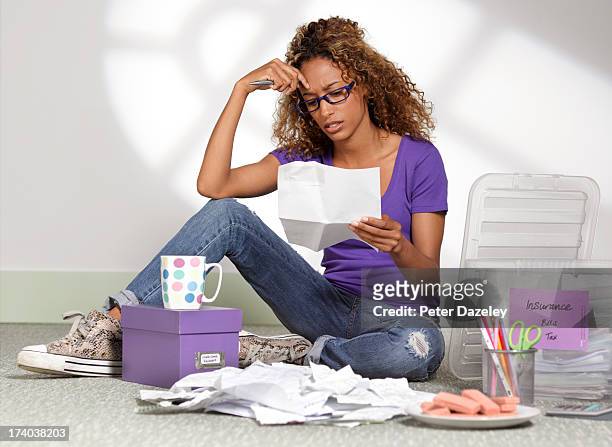 young businesswoman with debts - woman chores stock pictures, royalty-free photos & images