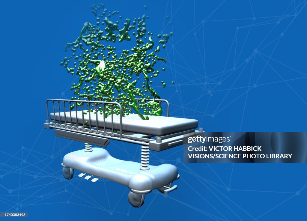 MRSA infection from hospital, conceptual illustration