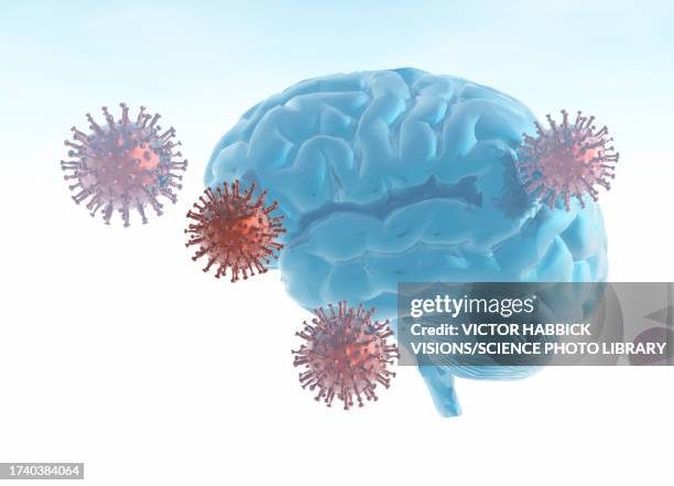 covid-19 brain fog, conceptual illustration - sars stock illustrations