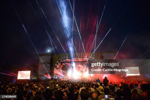 The crowd on Day 2 of Latitude Festival 2013 at Henham Park Estate on July 19, 2013 in Southwold, England.