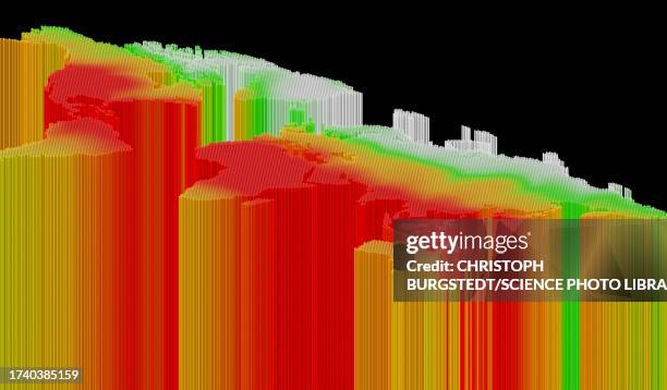world temperatures, conceptual illustration - heat map stock illustrations