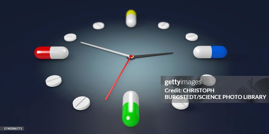 Medication Clock Conceptual Illustration High-Res Vector Graphic ...
