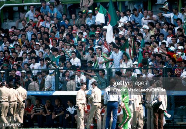 World Cup 1982, Spain, Algeria v Austria Upset Algerian fans make themselves heard from the stands.