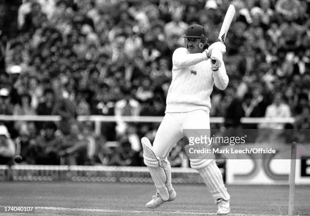 June 1979 Cricket world cup - England v Pakistan - Ian Botham mistimes a pull shot while batting for England.