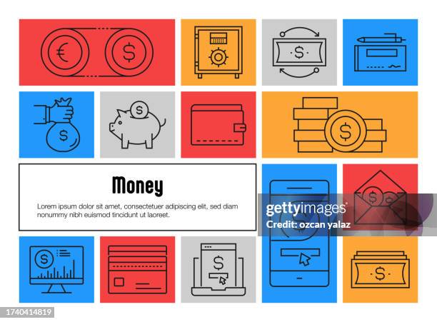 money and finance related vector banner design concept. global multi-sphere ready-to-use template. web banner, website header, magazine, mobile application etc. modern design. - multi currency stock illustrations