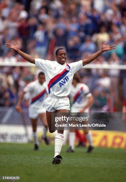 April 1987 Football League Division Two - Crystal Palace v Oldham Athletic - Ian Wright celebrates after scoring a goal for Palace.