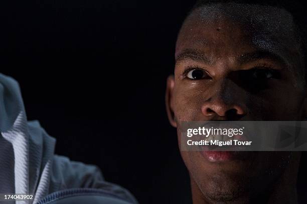 Rafael Castillo of Cuba celebrates after winning the gold medal of men's -87 kg combat of WTF World Taekwondo Championships 2013 at the exhibitions...