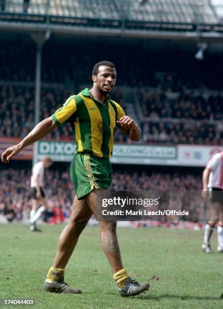 April 1979 - Football League Div 1 - Southampton v West Bromwich Albion - angry looking Albion striker Cyrille Regis.