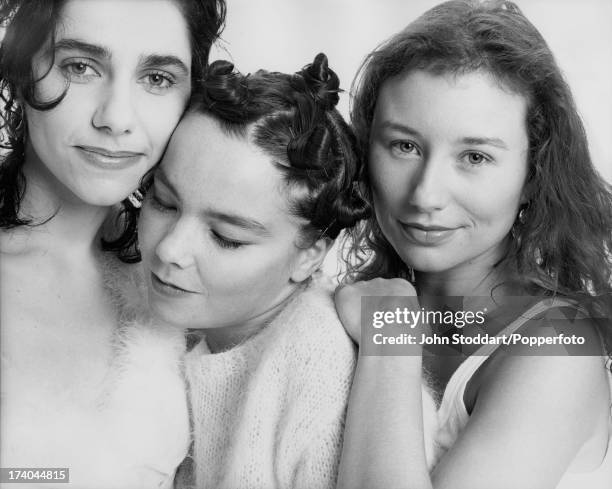 From left to right, English singer, songwriter and musician PJ Harvey, Icelandic singer-songwriter Björk and American pianist, singer and songwriter...