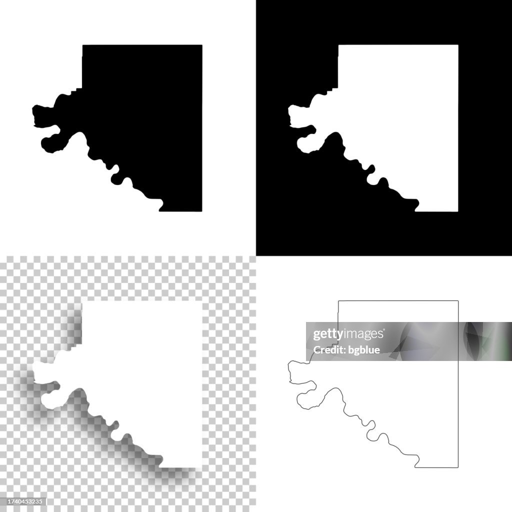 Osage County, Oklahoma. Maps for design. Blank, white and black backgrounds