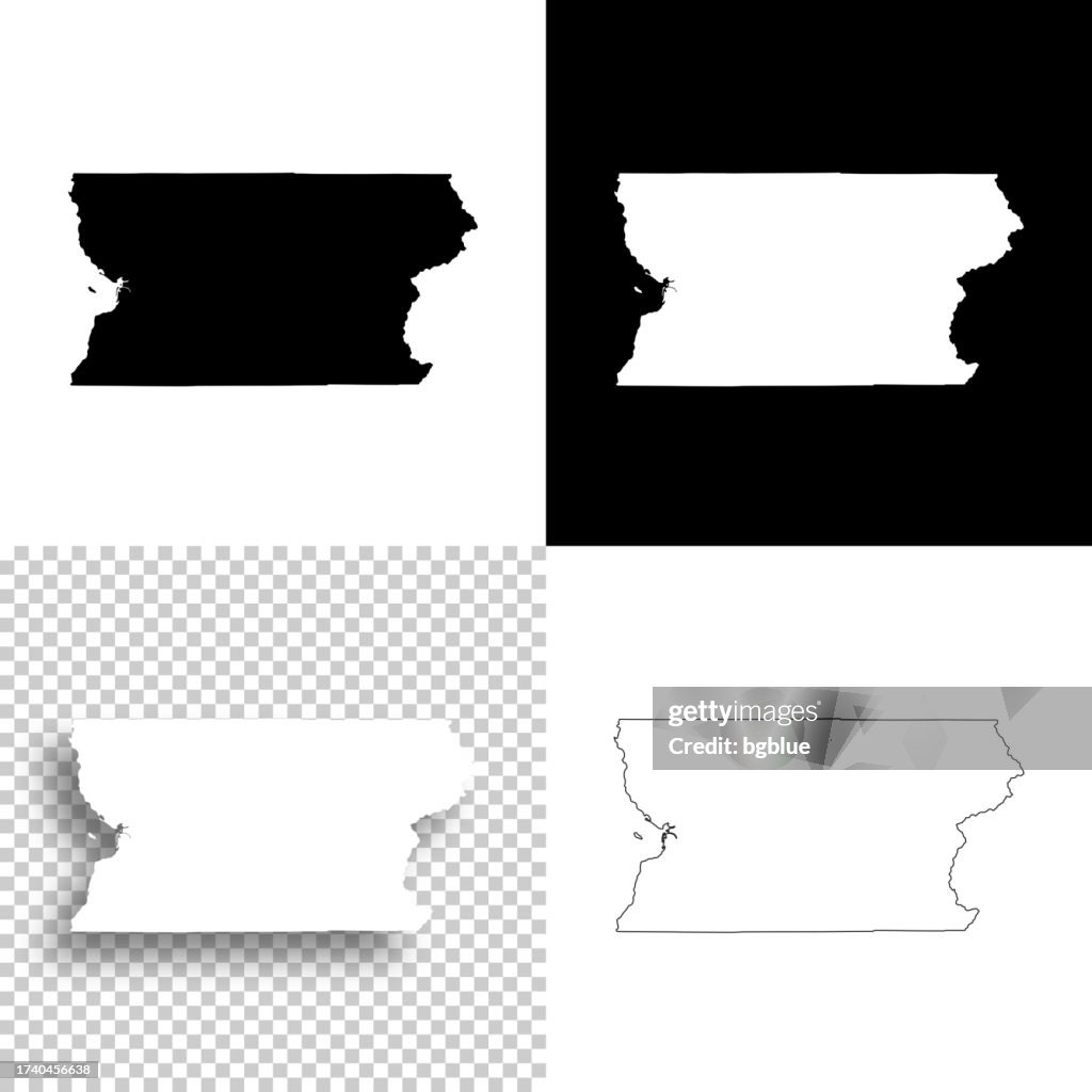 Snohomish County, Washington. Maps for design. Blank, white and black backgrounds