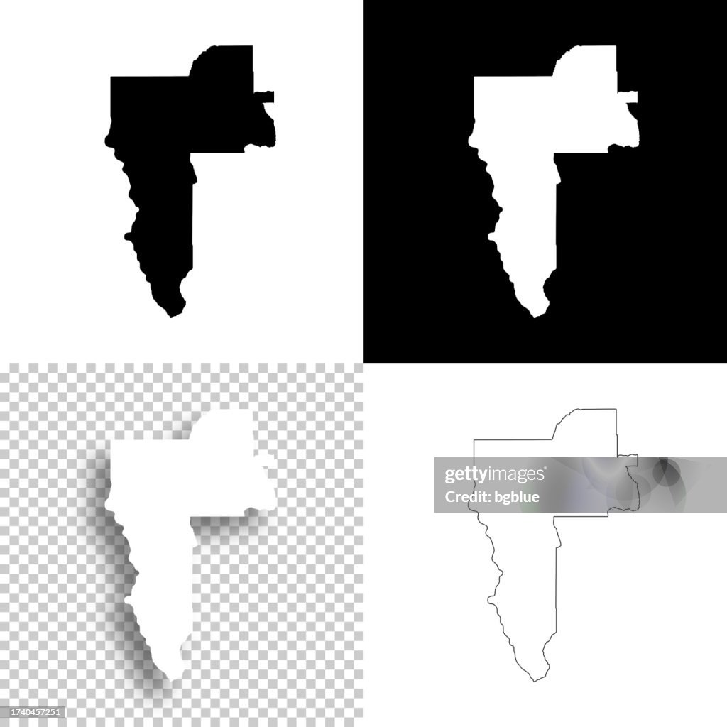 Nez Perce County, Idaho. Maps for design. Blank, white and black backgrounds