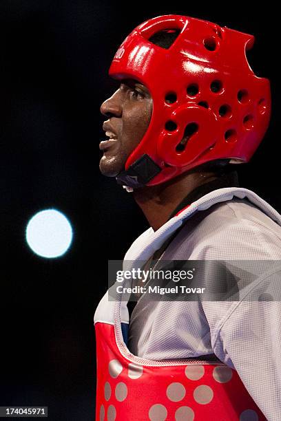 Robelis Despaigner of Cuba reacts after loose the +87 kg semifinal combat against Sajjad Mardani of Iran during the WTF World Taekwondo Championships...