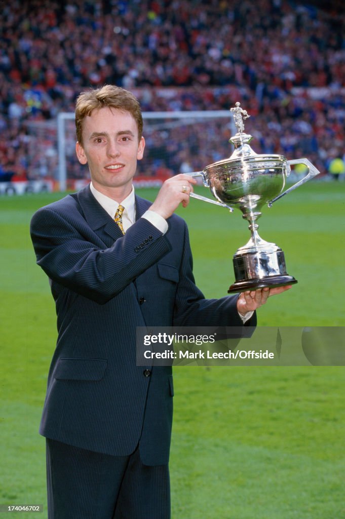 Kenneth Docherty 11 May 1997 Snooker Champion Ken Doherty shows off his trophy at Old ...