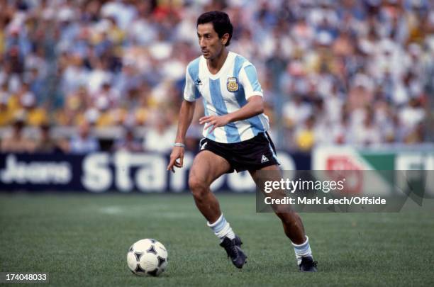 July 1982 - Fifa World Cup - Argentina v Brazil - Argentinian midfield player Osvaldo Ardiles - wearing the number one. .