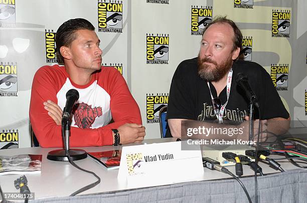 Director and writer Vlad Yudin and artist Tim Bradstreet attend the "ARCANA Comics: HeadSmash'ing Into Comics, Film, and More" during Comic-Con...