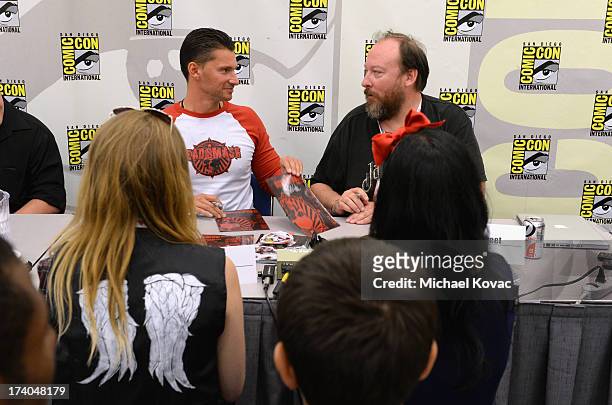 Director and writer Vlad Yudin and artist Tim Bradstreet attend the "ARCANA Comics: HeadSmash'ing Into Comics, Film, and More" during Comic-Con...