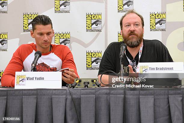 Director and writer Vlad Yudin and artist Tim Bradstreet attend the "ARCANA Comics: HeadSmash'ing Into Comics, Film, and More" during Comic-Con...