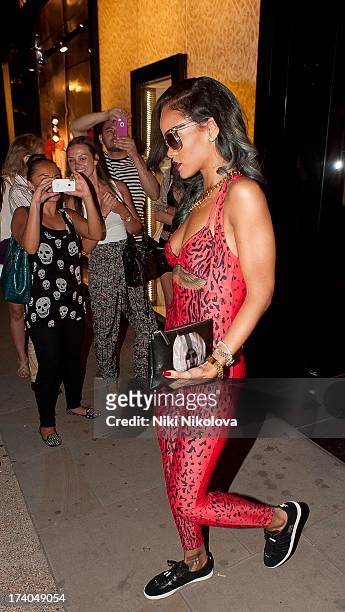 Rihanna Leaving Roberto Cavalli store, Sloan Street on July 19, 2013 in London, England.