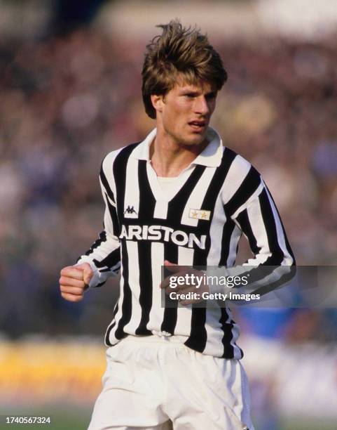 Juventus player Michael Laudrup in action in a Serie A match against Napoli in 1986.
