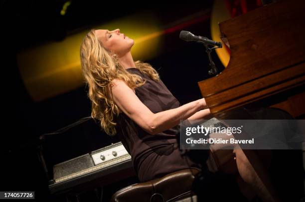 Diana Krall performs on stage at Juan-Les-Pins Jazz Festival on July 19, 2013 in Juan-les-Pins, France.