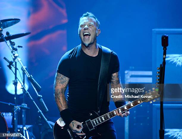 Musician James Hetfield of Metallica performs a secret concert in celebration of 'Metallica Through The Never' during Comic-Con International 2013 at...