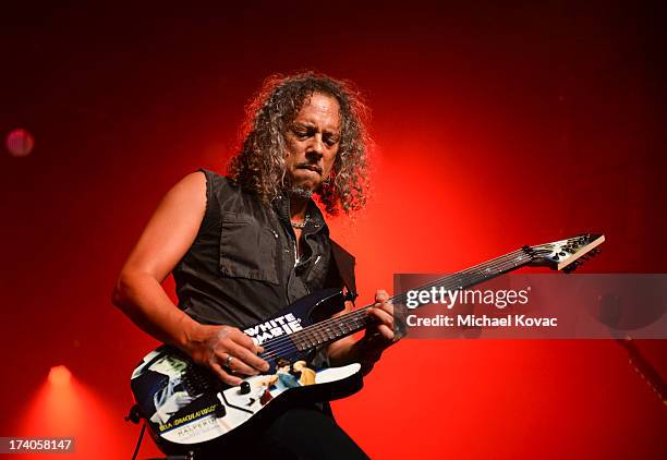 Musician Kirk Hammett of Metallica performs a secret concert in celebration of 'Metallica Through The Never' during Comic-Con International 2013 at...