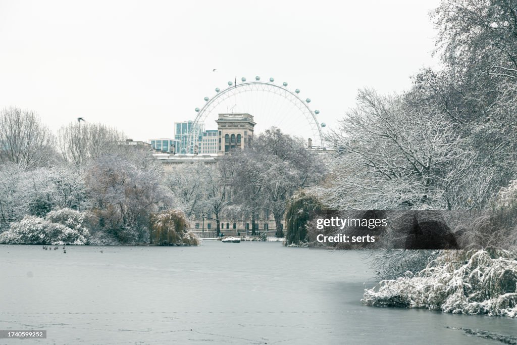 Enchanting London Winter View from St. James's Park, Westminster