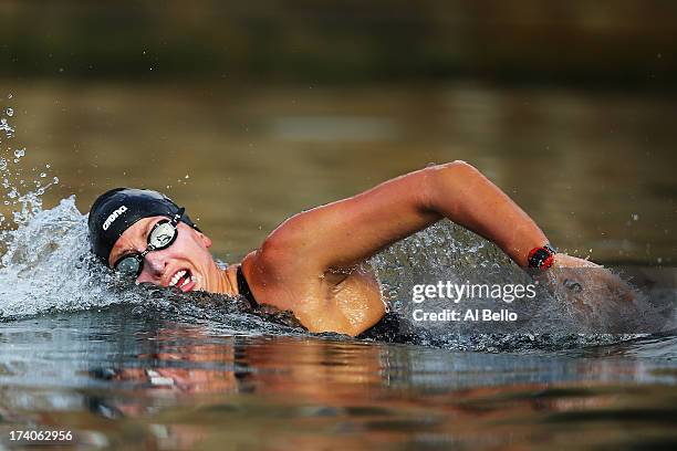 Haley Danita Anderson of USA competes competes in the Open Water Swimming Women's 5k race on day one of the 15th FINA World Championships at Moll de...