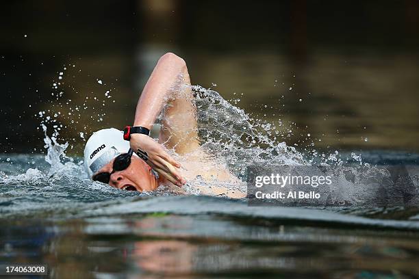 Rebecca Mann of USA competes in the Open Water Swimming Women's 5k race on day one of the 15th FINA World Championships at Moll de la Fusta on July...