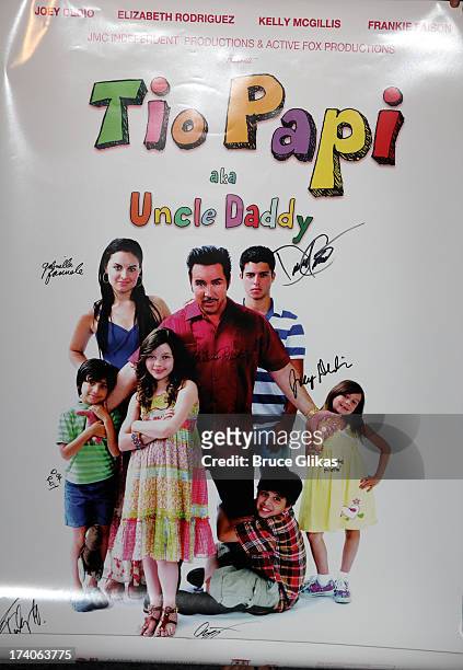 Signage at the "Tio Papi" Photo Call at Planet Hollywood Times Square on July 19, 2013 in New York City.