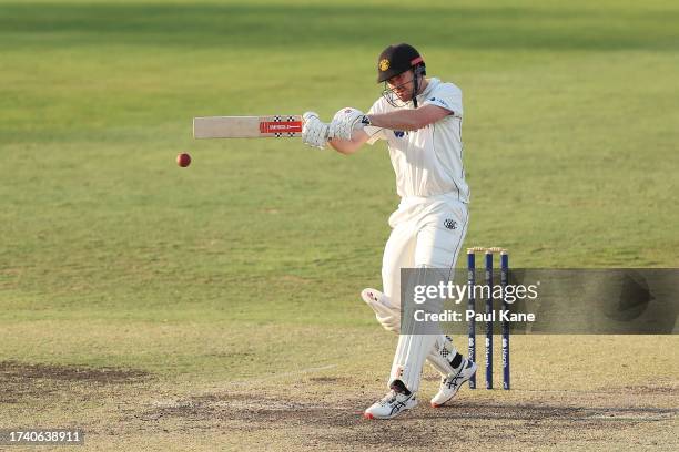 Ashton Turner of Western Australia bats during Day 3 of the Sheffield Shield match between Western Australia and Tasmania at the WACA, on October 17...