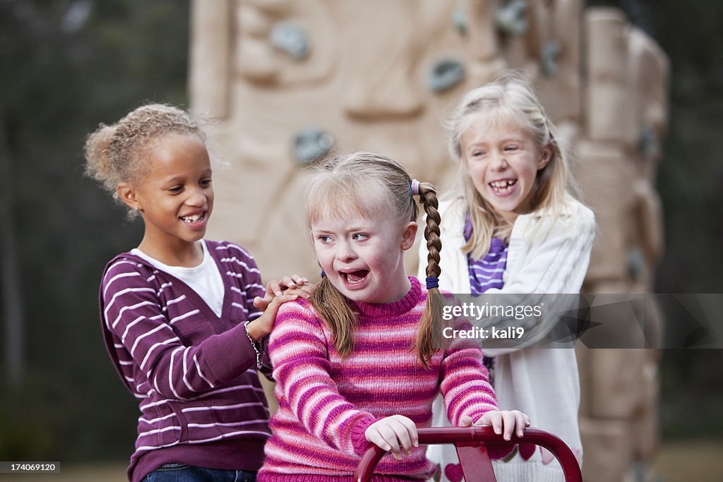 Girls playing on playground