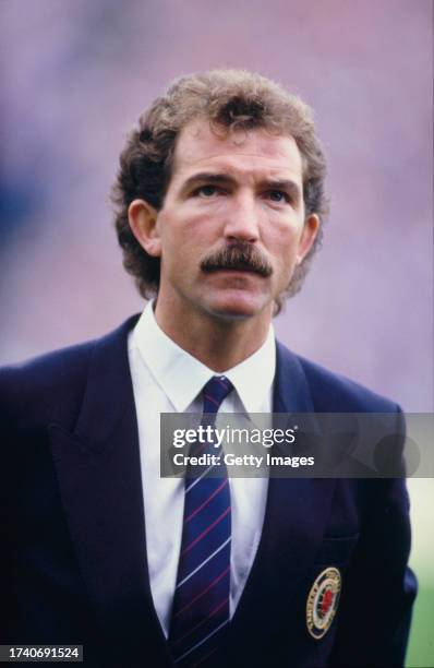 Rangers manager Graeme Souness in tie and blazer looks on after the 1986 Skol Cup Final against Celtic at Hampden Park on October 26th, 1986 in...