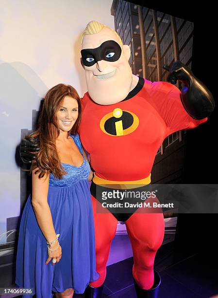 Danielle Lloyd and Mr Incredible attend an exclusive launch event for upcoming videogame 'Disney Infinity', released nationwide on August 23rd, at...