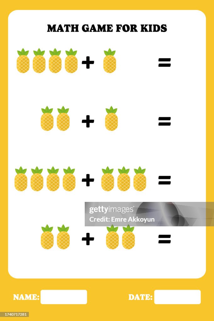 Colorful Math Addition Game Addition Page For Kids Educational Math Game For Children High-Res ...